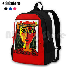 Vintage Abstract Lady In Red Painting Print Backpack