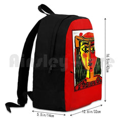 Vintage Abstract Lady In Red Painting Print Backpack