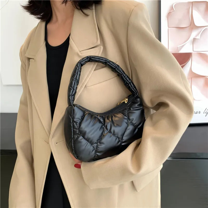 Lady Pillow Underarm Bag Shoulder Purse Bags Winter Zipper Handbag Clutch