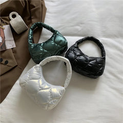 Lady Pillow Underarm Bag Shoulder Purse Bags Winter Zipper Handbag Clutch