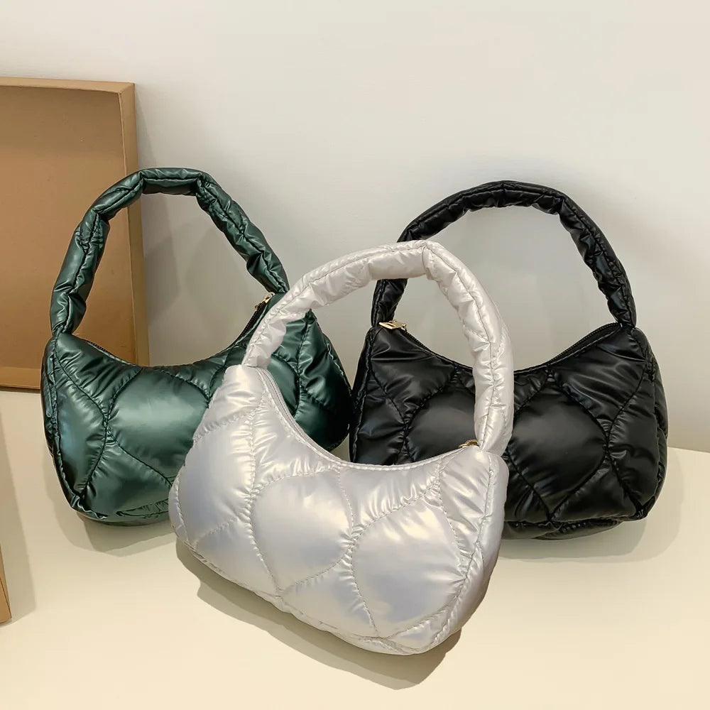 Lady Pillow Underarm Bag Shoulder Purse Bags Winter Zipper Handbag Clutch