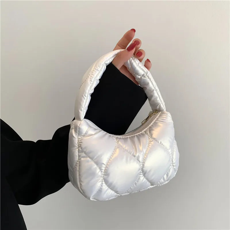 Lady Pillow Underarm Bag Shoulder Purse Bags Winter Zipper Handbag Clutch