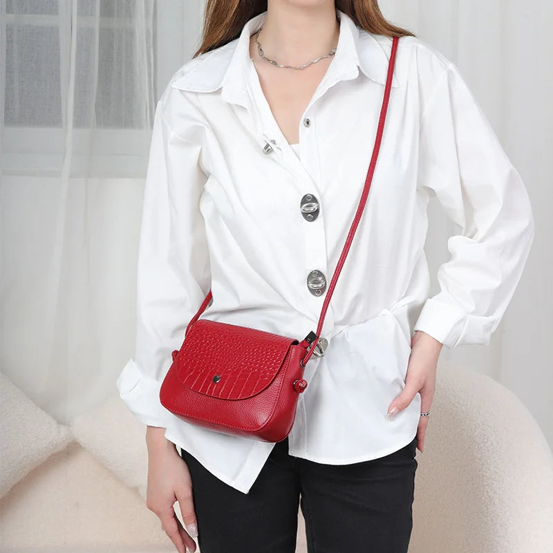 Women Crossbody Shoulder Bag Cow Leather Chain Handbag