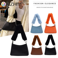 Lady Winter Shoulderbag Women Autumn Winter PU Leather Soft Plush Handle