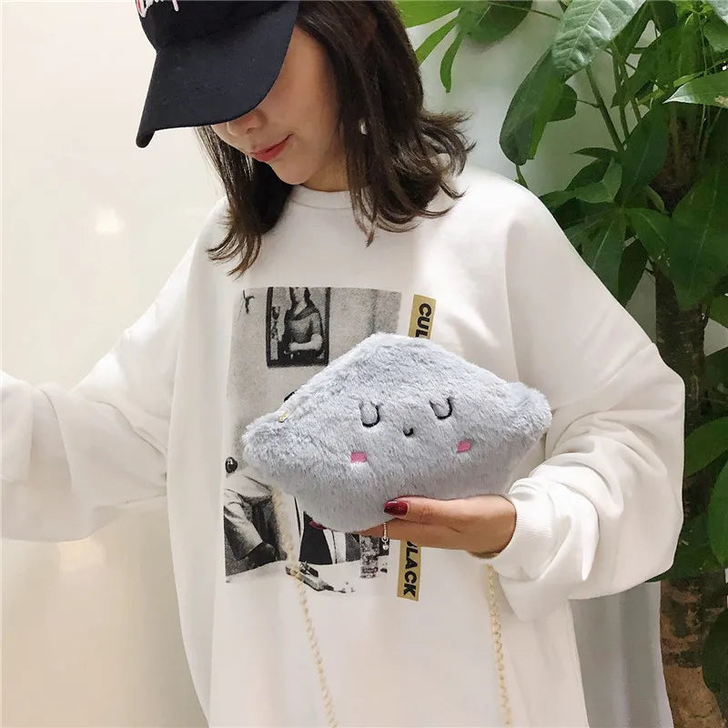 Lady's Lovely Plush Cloud Shoulder Bag