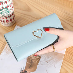 Lady's Purse Long Three Fold Heart Buckles Version Small Fresh