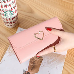 Lady's Purse Long Three Fold Heart Buckles Version Small Fresh