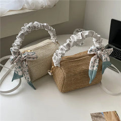 Lady's Straw Weave Handbag Small Square Bag - Spring Versatile