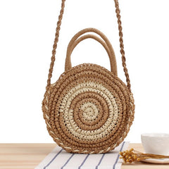 Round Stripe Beach Woven Bag Dual-use Casual Straw Bag