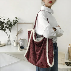 Lamb Wool Women's Soft Bag Retro College Style Shoulder Bag