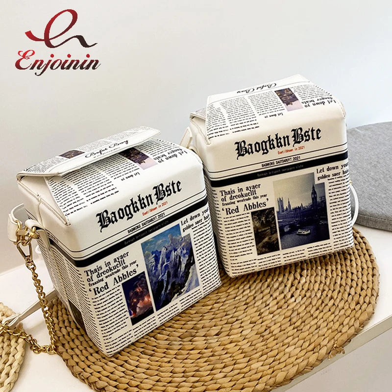 Landscape Pattern Chain Purses for Women Crossbody Bags Totes