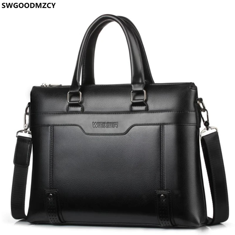 Leather Briefcase Men Shoulder Computer Bag Crossbody Handbag
