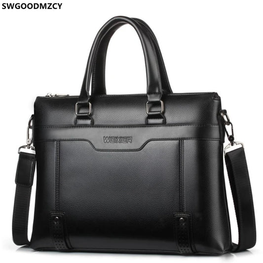 Leather Briefcase Men Shoulder Computer Bag Crossbody Handbag