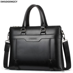 Leather Briefcase Men Shoulder Computer Bag Crossbody Handbag