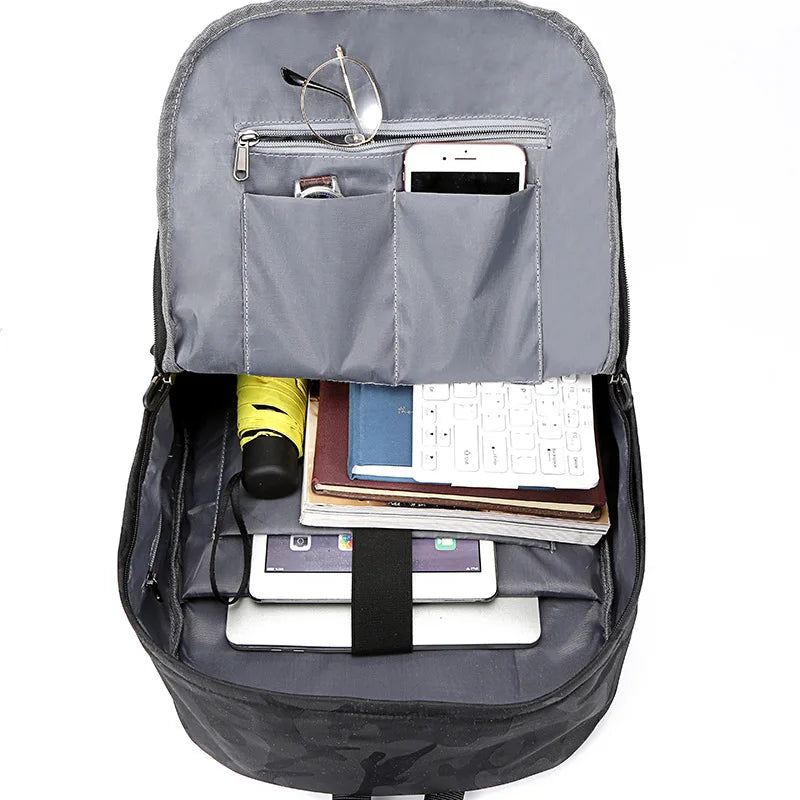 Camouflage Laptop Backpack, Anti Theft, Unisex Travel Shoulder Bag