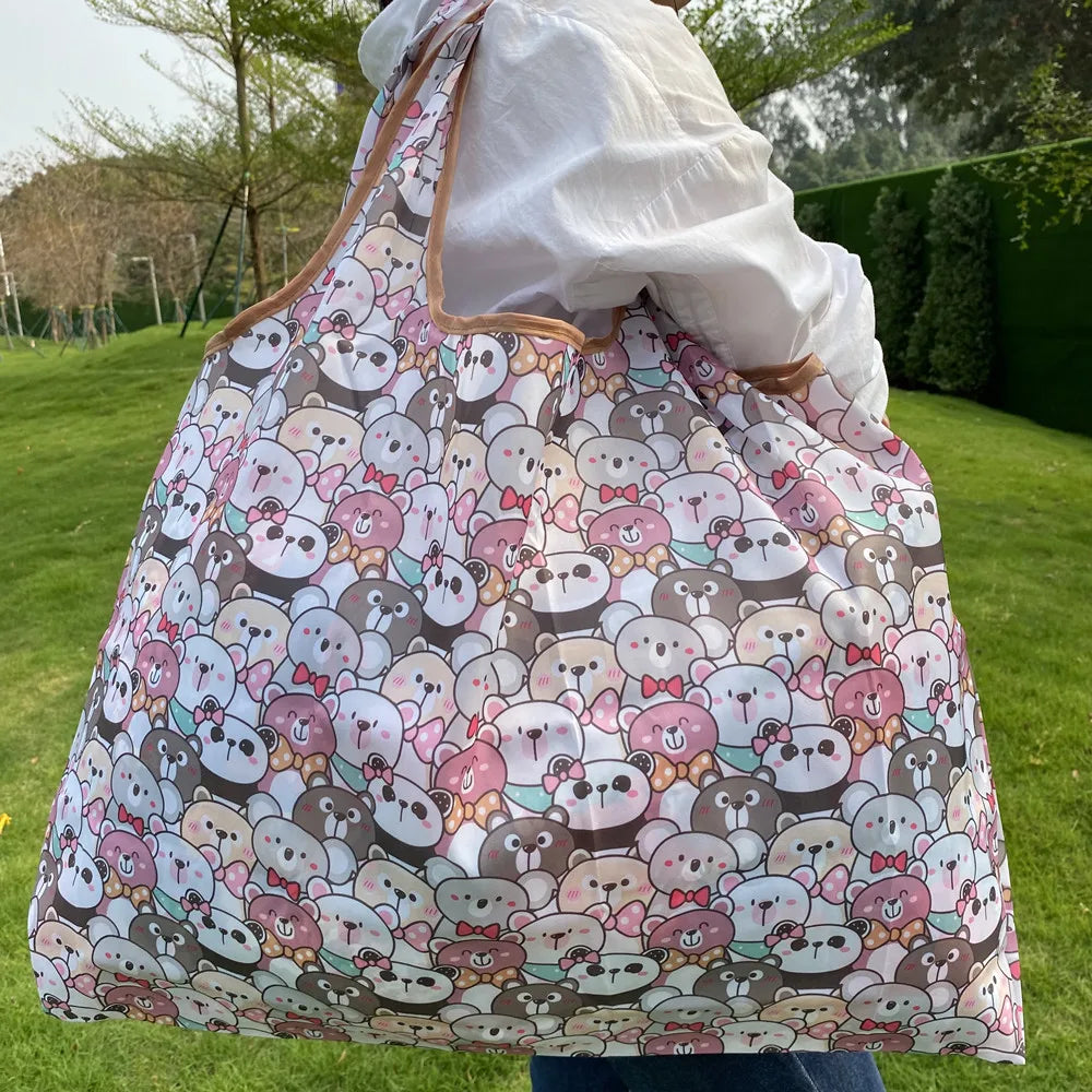 Large Reusable Grocery Bags 50lb Tote Bags Women's Shoulder Bags