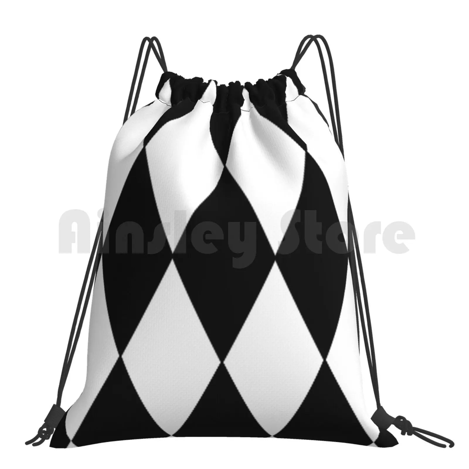 Large White Diamond Argyle Pattern Backpack