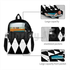 Large White Diamond Argyle Pattern Backpack for Hiking