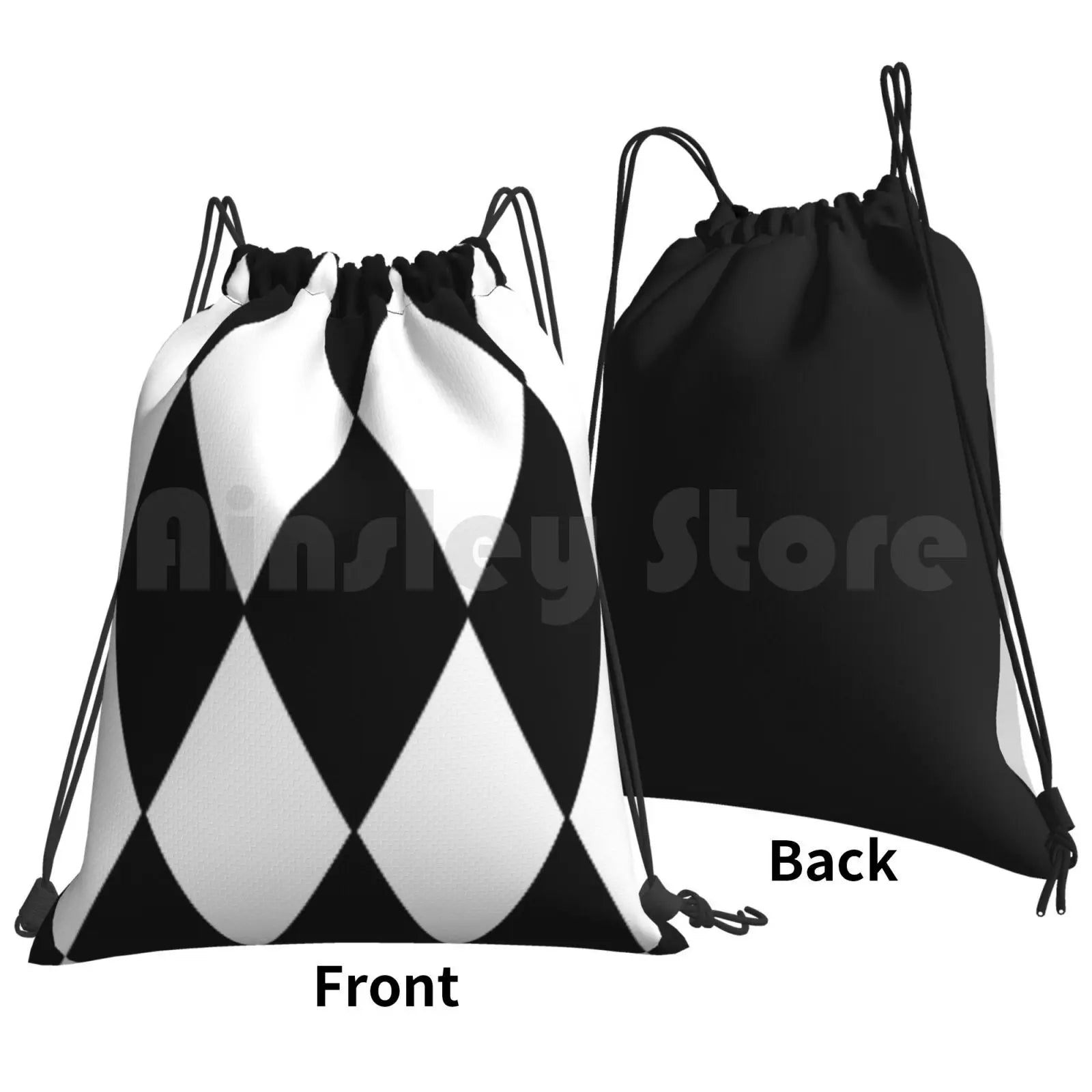 Large White Diamond Argyle Pattern Backpack