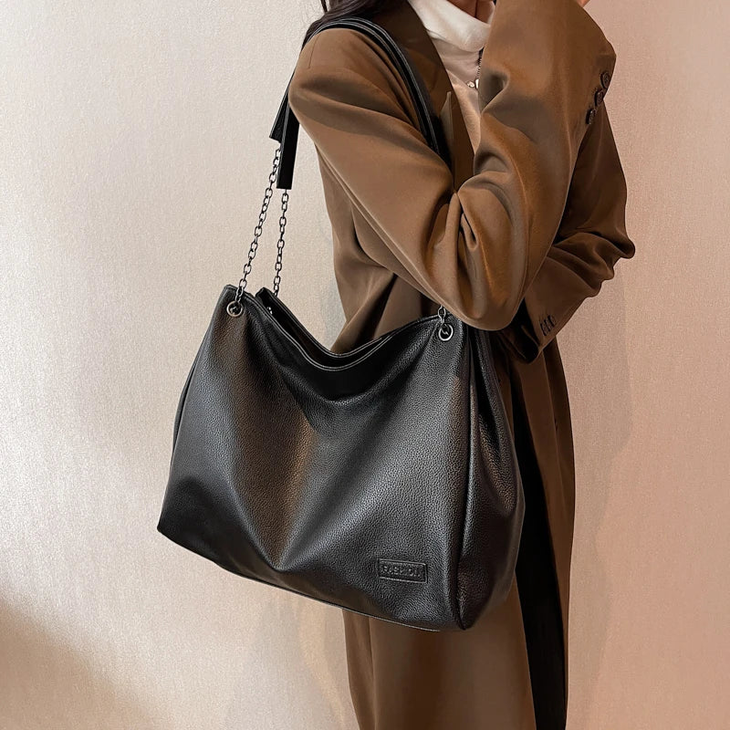 Large Women's Shoulder Bag Casual Tote Bag Pu Leather Crossbody