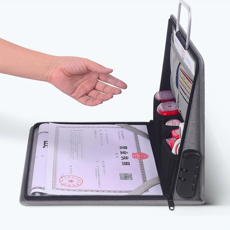 Large Briefcase Document Storage Bag File Folder Passport Seal Organizer