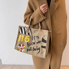 Canvas Tote Shoulder Bag Shopper Bags Letter Printing Handbag