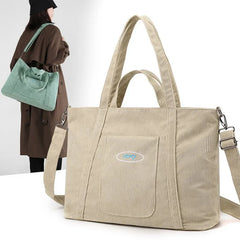 Large Capacity Women Travel Duffel Corduroy Shoulder Bags Storage