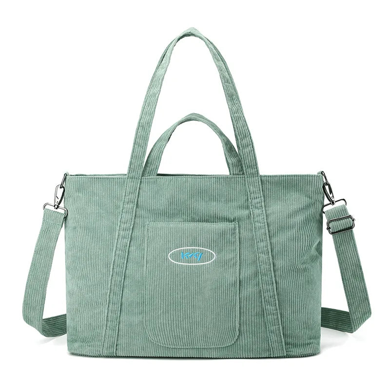 Large Capacity Women Travel Duffel Corduroy Shoulder Bags Storage