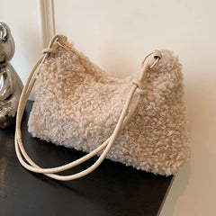 Large Capacity Plush Shoulder Bag for Autumn and Winter