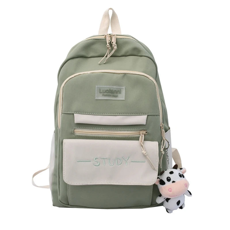 Large Capacity Nylon College Bookbag for Teen Girls