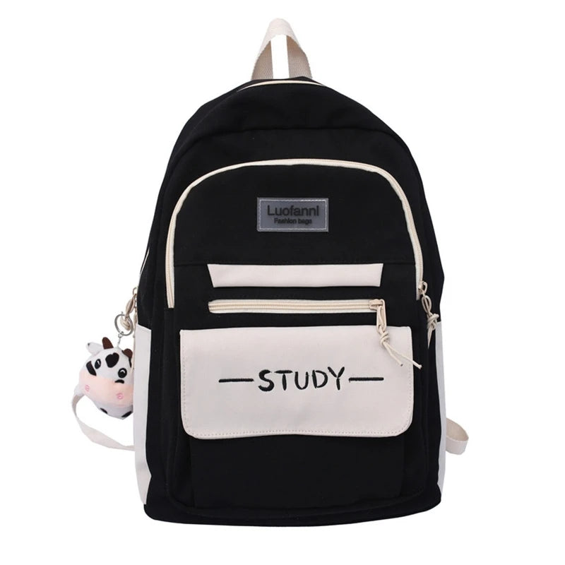 Large Capacity Nylon College Bookbag for Teen Girls