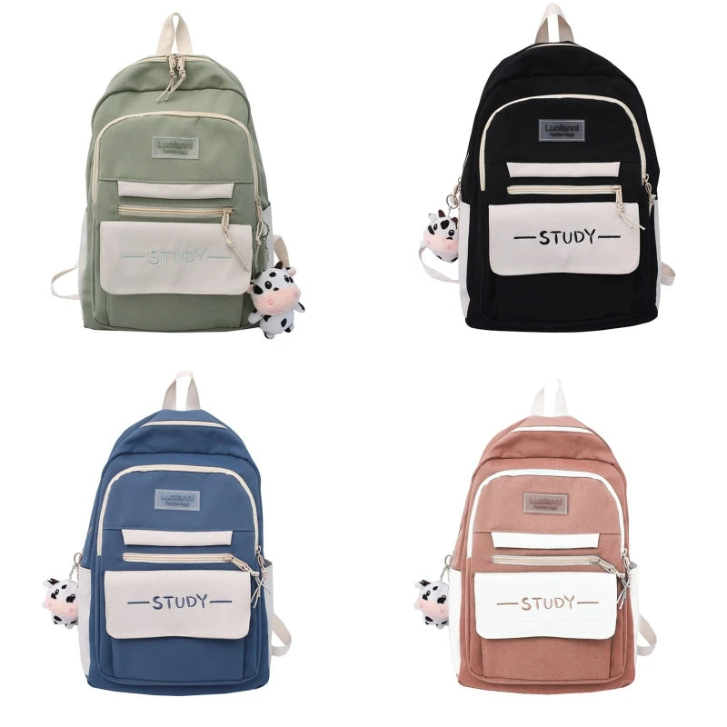 Large Capacity Backpack Multi-Pocket Nylon College Bookbag Student Teenagers Gir