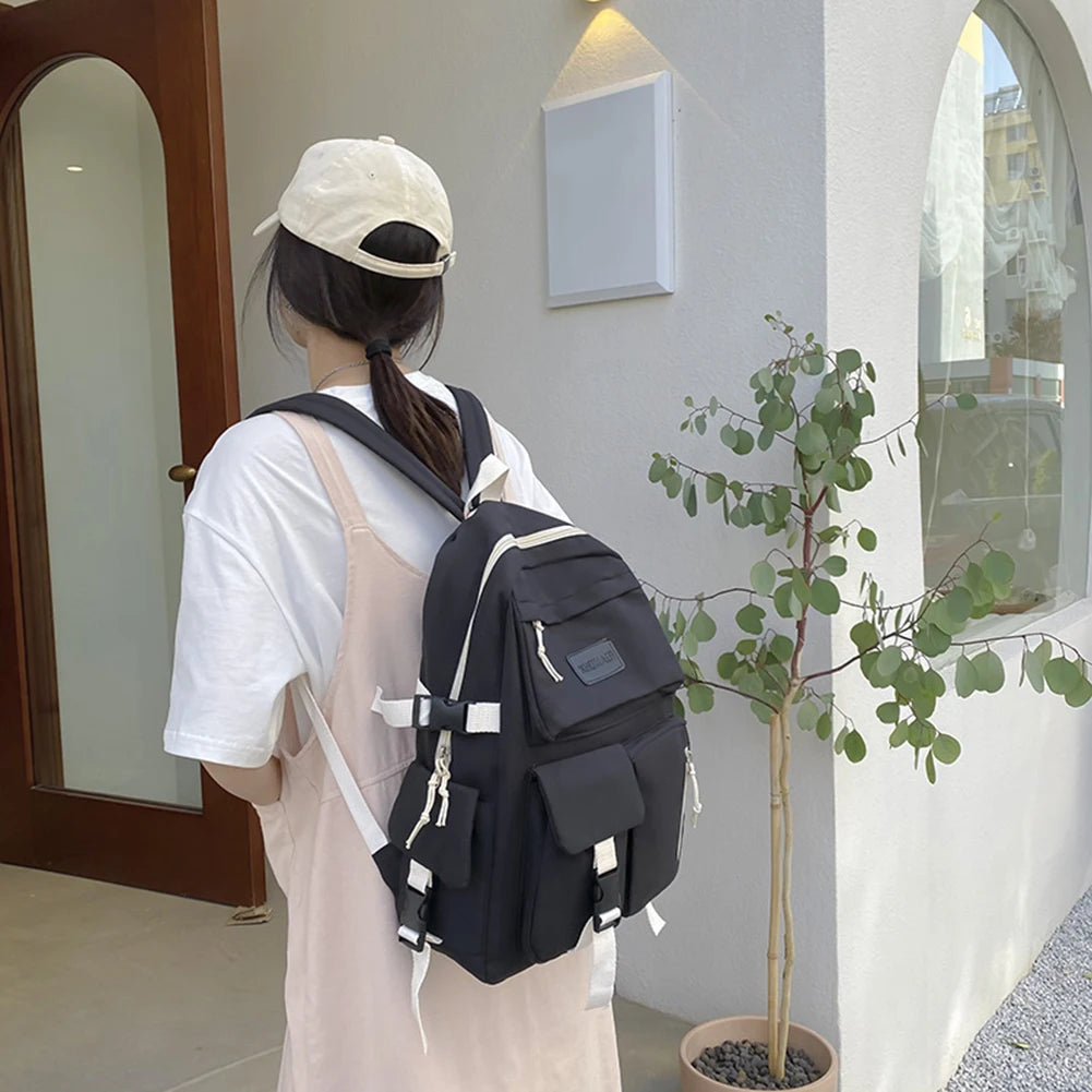 Large Capacity Canvas Student School Bookbag Rucksack