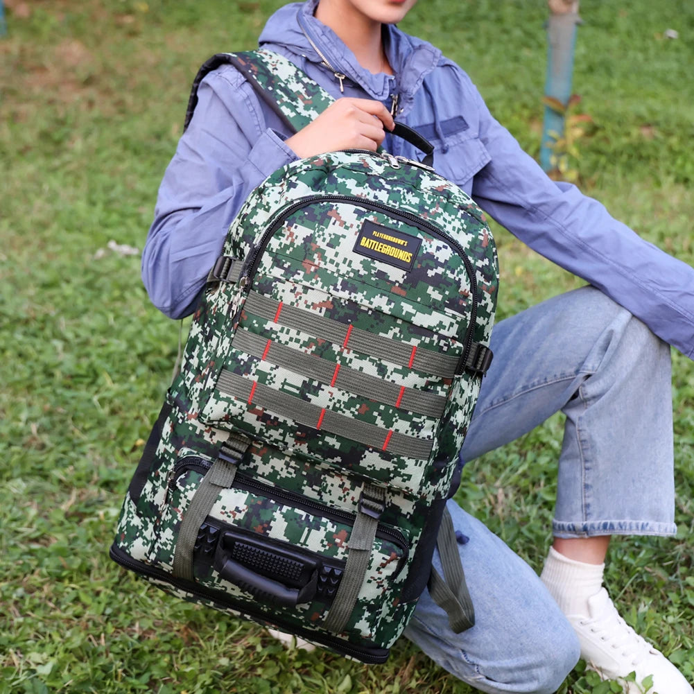 Large Capacity Backpack Mountaineering Bag Oxford Trekking Rucksack Camouflage