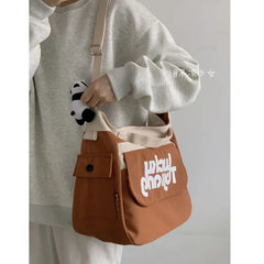 Large Capacity Women's Messenger Bag with Contrast Design
