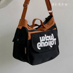 Large Capacity Women's Messenger Bag with Contrast Design