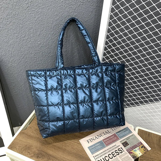 Quilted Tote Bag Lightweight Nylon Women Shoulder Bag Satchel Sac Femme