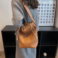 Large Capacity Bucket Bag With Wide Shoulder Strap Women's Bag