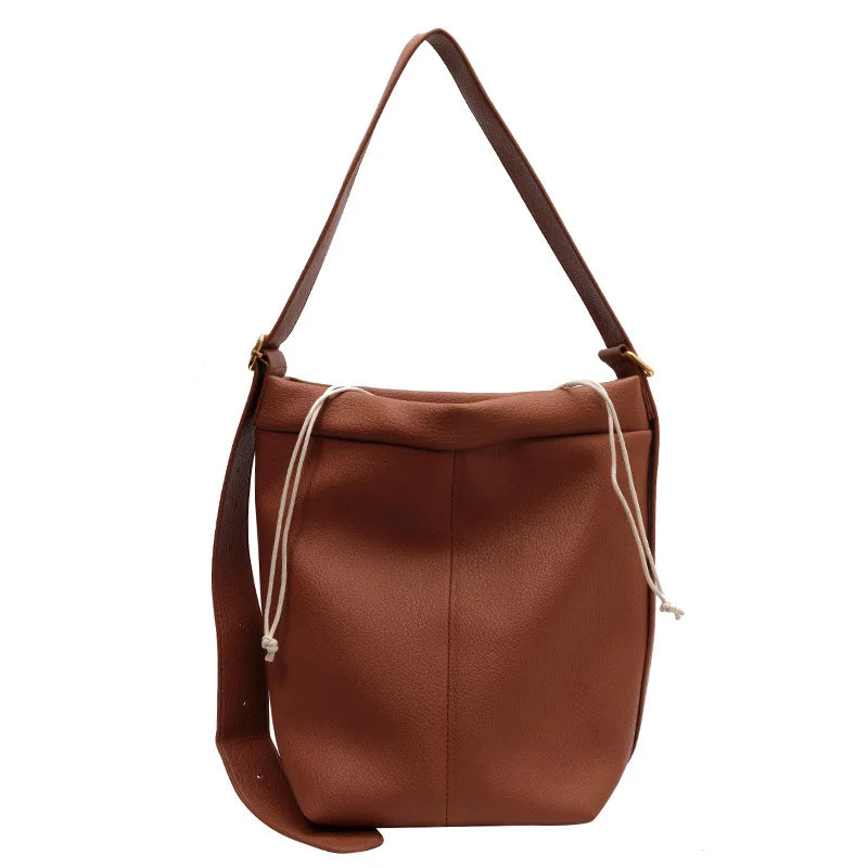 Large Capacity Bucket Bag With Wide Shoulder Strap Women's Bag