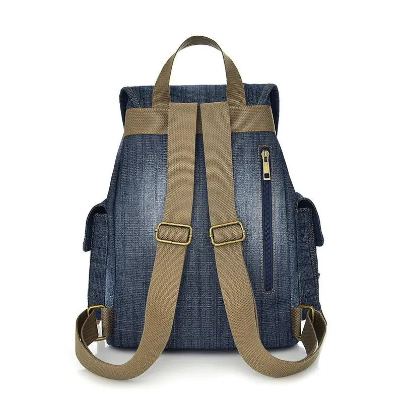 Large Capacity Canvas Backpack Denim School Backpack For Teens Vintage