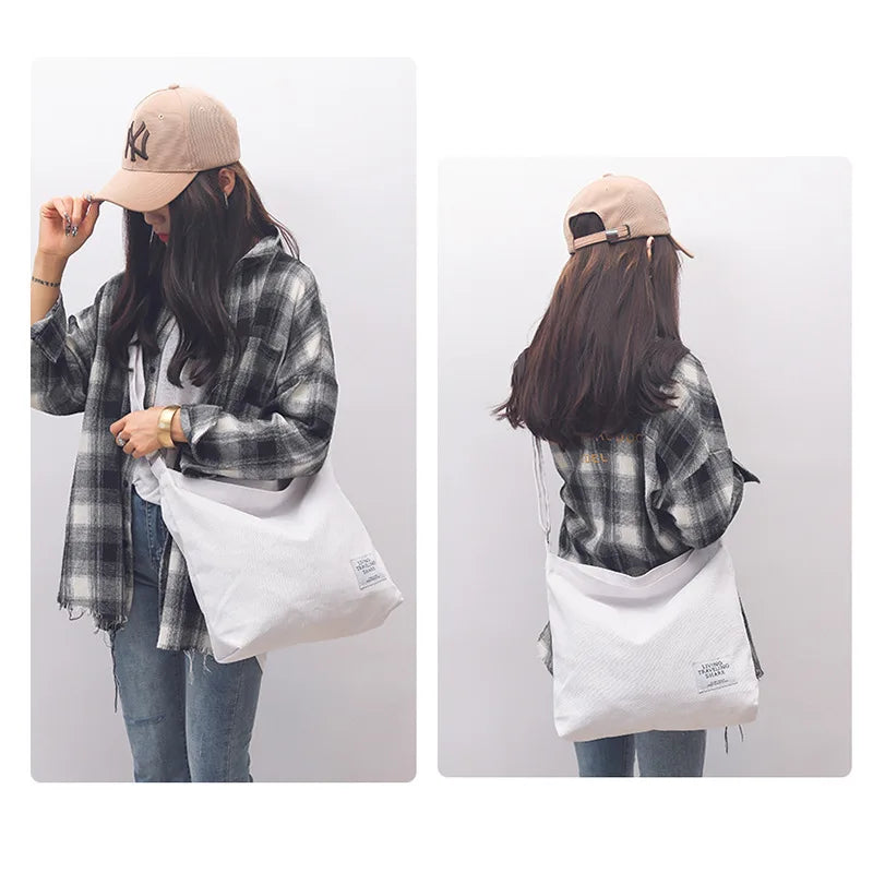 Large Capacity Canvas Shopping Bag Retro Ladies Messenger Bag