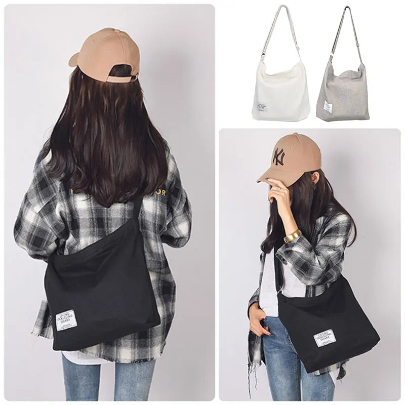 Large Capacity Canvas Shopping Bag Retro Ladies Messenger Bag