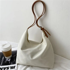 Large Capacity Canvas Shoulder Bag for Women Solid Vintage Tote Bag