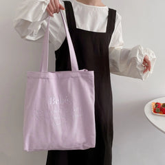 Large Capacity Canvas Shoulder Bag Eco Reusable Shopping Bags