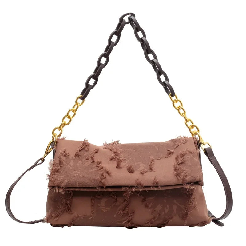 Large Capacity Canvas Shoulder Bags Retro Chains Messenger Handbags