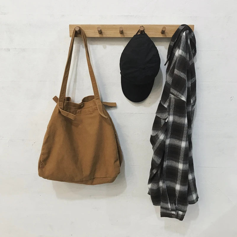 Large Capacity Canvas Shoulder Bag Soft Denim for Women