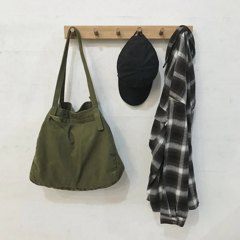 Large Capacity Canvas Shoulder Bag Soft Denim for Women