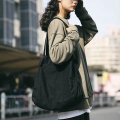 Large Capacity Canvas Shoulder Bag Soft Denim for Women