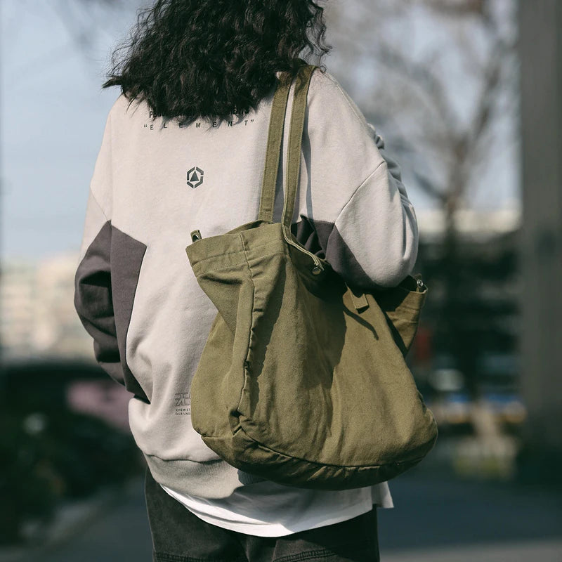 Large Capacity Canvas Shoulder Bag Soft Denim for Women