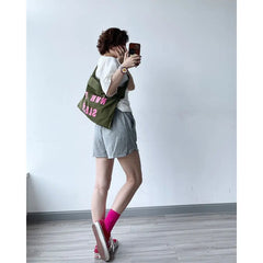 Large Capacity Canvas Shoulder Bags Soft Denim Leisure Travel Bag